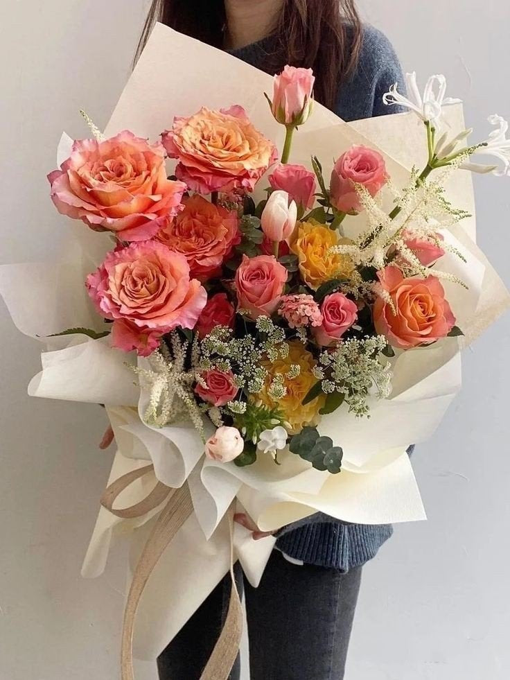 coral flower bouquet dallas tx