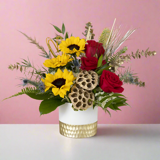 Golden Fall Rose & Sunflower