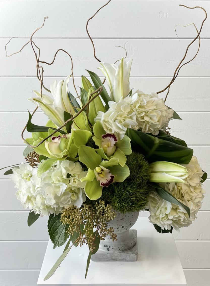 Beautiful white green flowers 