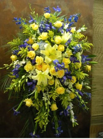 Eternal Sunshine Funeral Standing Spray - www.bloomfloralshop.com